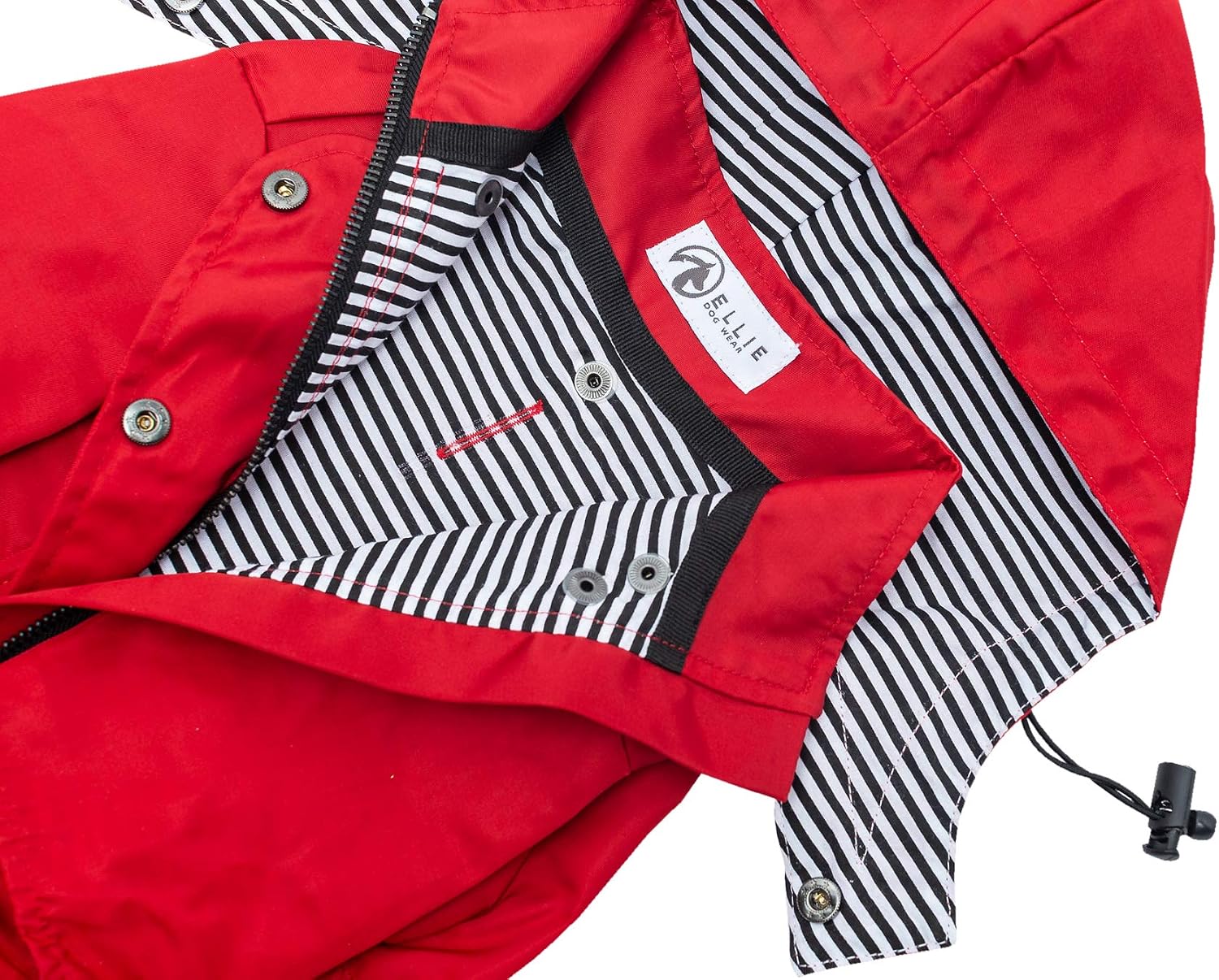 Ellie Dog Wear Zip Up Red Dog Raincoat with Reflective Buttons, Pockets, Water Resistant, Adjustable Drawstring - Image 4