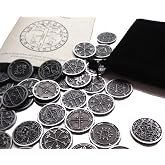 King Solomon's Metal Coin Set 44 Occult Seals from The Key of Solomon | All The Planetary Seals From The Key of Solomon , Full Metal Coin Set , Carrying Pouch and Pocket Guide