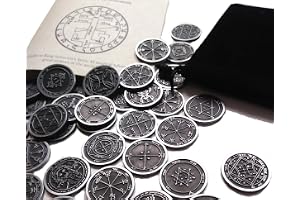 King Solomon's Metal Coin Set 44 Occult Seals from The Key of Solomon | All The Planetary Seals From The Key of Solomon , Full Metal Coin Set , Carrying Pouch and Pocket Guide