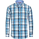 Alimens & Gentle Men's Plaid Button Down Shirts Cotton Long Sleeve Dress Shirts Regular Fit Gingham Shirts