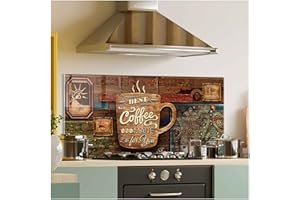 ROGGMARD Tempered Glass Kitchen Backsplash, Stove Back Cover, Stove Splashback, Cutting Board, Kitchen Decor Tile, Home Wall Decor (30x16’’)