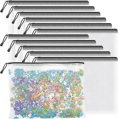 Umriox A4 Plastic Wallets Folders 12Pcs Zip Document Bags Black