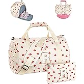 Vogewood Trending Gift for Toddler, Girls Gym Bag, Kids Personalized Weekend Duffel Bags with Shoe Compartment, Initial Travel Tote with Makeup Bag, Gift for Ballet Dance Gymnastics Girl (Letter R)