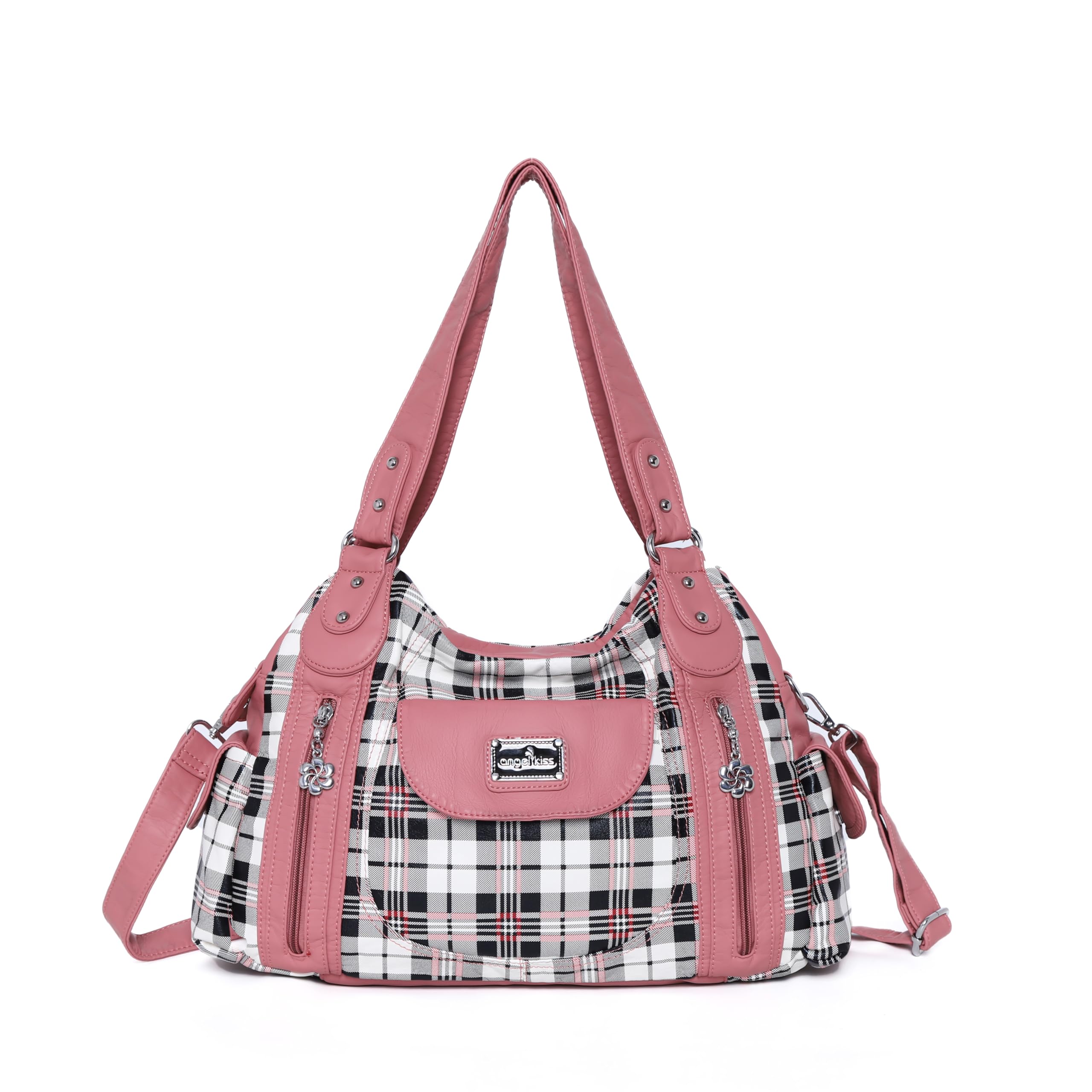 Angel Kiss Purses for Women, Large Shoulder Bag Hobo Tote Purse Mutipocket Faux Leather Satchel Hobo Purse