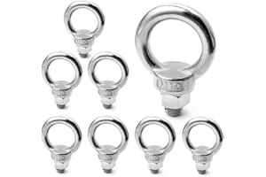 SRZTXU Lifting Shoulder Eye Bolts, SRTZXU Screw Bolt 304 Stainless Steel Heavy Duty Lifting Ring Threaded Eyebolts with Washers and Nuts for Indoor Outdoor (M12 * 20 MM, Count, 8)
