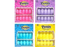 B BBO BRAND Easter Chicks Marshmallow Peeps Value Pack Bundle: 4 Assorted Colors (Total 60 Chicks)