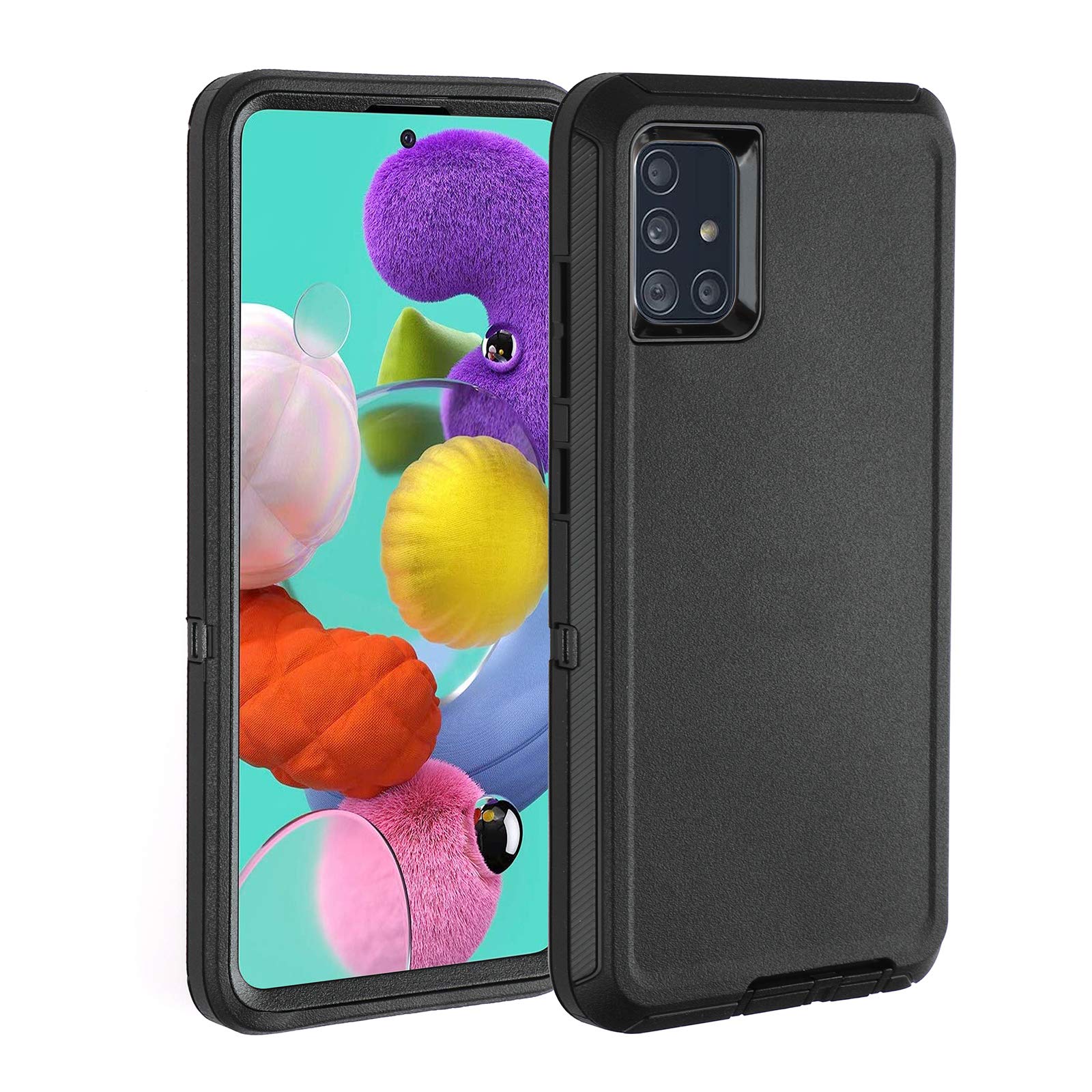 smartelf Case for Samsung A51 Heavy Duty Shockproof Drop Protection Dual Layer Protective Cover for Samsung A51 6.5 inch [4G Version]-Black