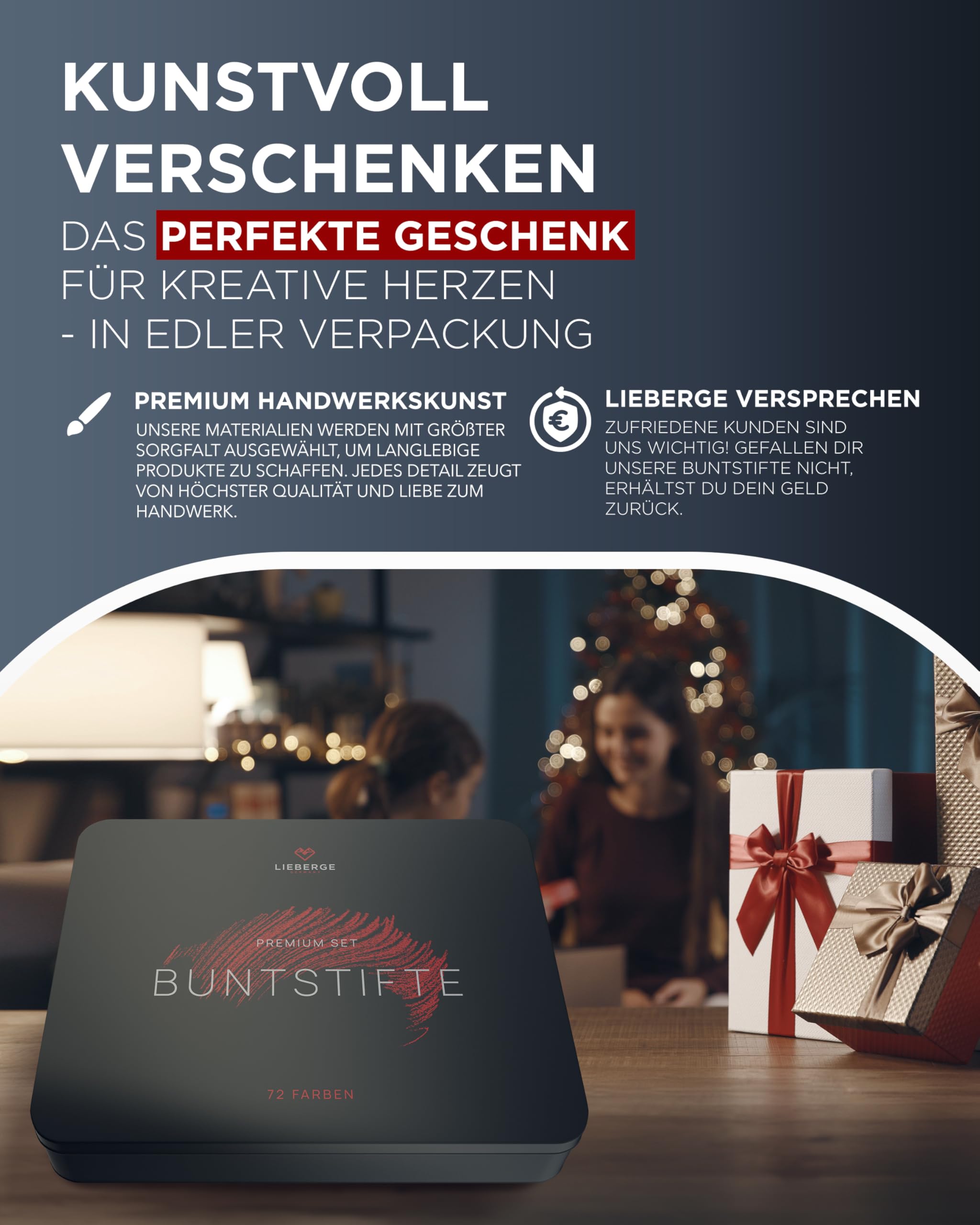 LIEBERGE Premium Buntstifte Set in Metallschatulle – 72 Farben – hochpigmentierte Colored Pencils – bruchsicher, weiche Farbabgabe | Malstifte für Erwachsene, Kinder und Künstler (Metallschatulle) 7