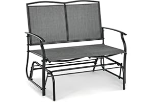 DORTALA Patio Glider Chair Bench, Outdoor Rocking Chair w/Study Metal Frame, Backyard Swing Loveseat, Grey