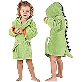 MICHLEY Girls Boys Robe Cotton Towel Baby Animal Dinosaur Style Hooded Bathrobe