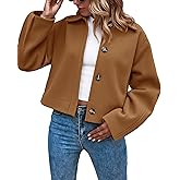 Cicy Bell Womens Cropped Pea Coat Casual Button Down Short Jackets Fall Winter Outerwear