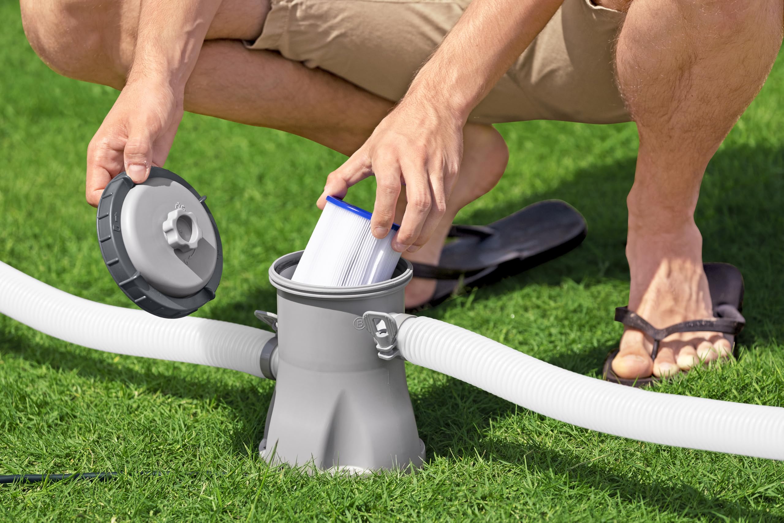 Bestway Power Steel Frame Pool Set mit Filterpumpe 305 x 200 x 84 cm, grau, oval 4