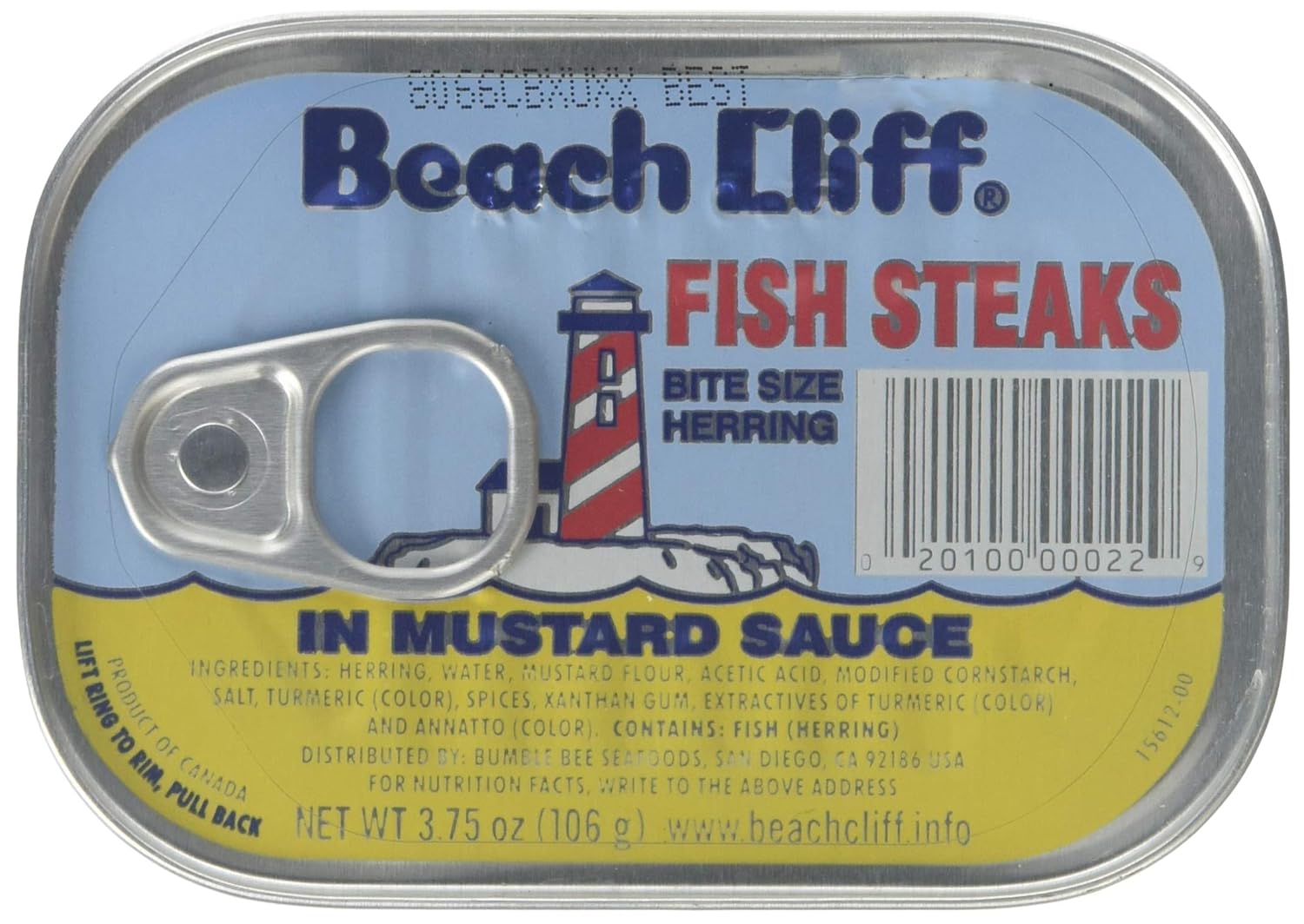 BEACH CLIFF Fish Steaks Bite Size Herring In Mustard Sauce, 3.75 Ounce