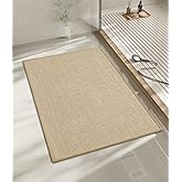 chakme Bathroom Rugs Mat 24x17, Ultra Thin Non Slip Bath Mat Small Quick Dry Absorbent Bath Mat for Bathroom Floor, (Light Beige, 24"x17")