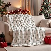 Horaldaily Christmas Flannel Blanket Throw, Christmas Trees Boho Soft Fuzzy Plush Cozy Fleece Blankets for Couch Sofa Bed Lounging, Ideal Gifts for Kids Adults Wife Self, 50x60