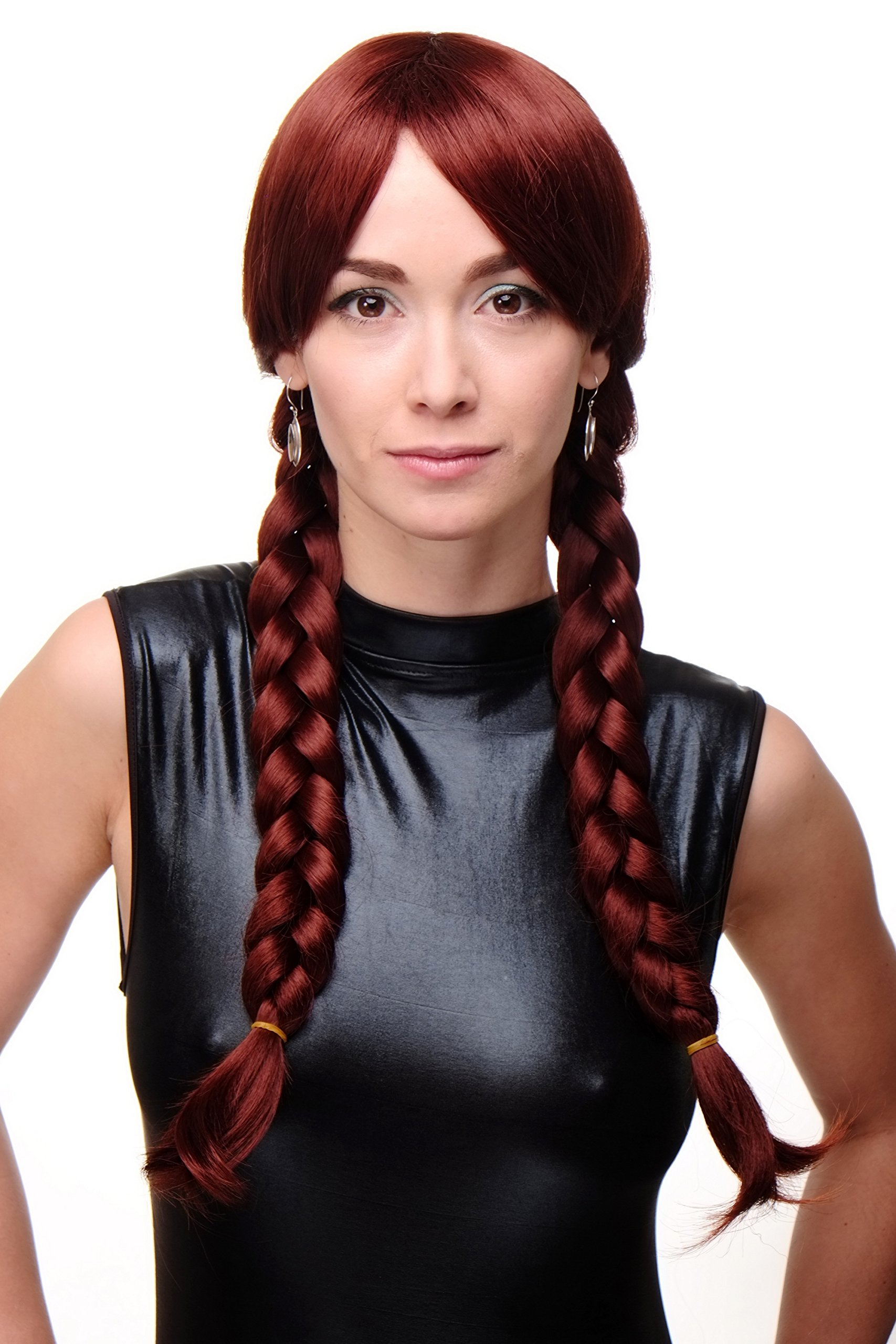 WIG ME UP 3446-35 Lady Quality Wig Cosplay long braided pigtails braids Schoolgirl Harajuku Japan Gothic Lolita red/rust brown