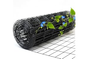 KICARI Black Metal Garden Fence, 72inch(H) x 100ft(L), 2 inch x 3 inch,14GA 2/3/4/5/6 Ft Tall Chicken Wire PVC Coated Welded Wire Mesh Roll for Dogs Border Yard Vegetable Plant Protection Poultry Netting
