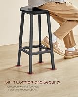 VASAGLE Bar Stools Set of 2 Ebony Black Kitchen Chairs with Metal Frame view 3