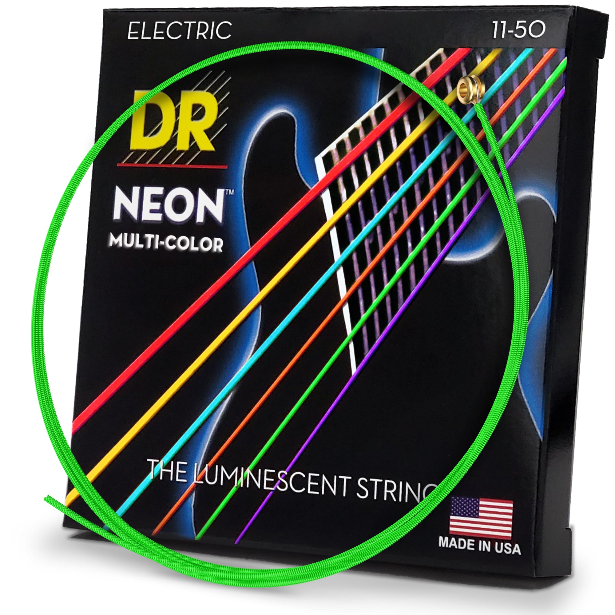 DR Strings NMCE-11 Hi-Def Neon Electric Heavy,Multi-Color,11--50