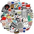 Chinco 100 Pcs Movie Stickers Movie Night Vinyl Waterproof Sticker Funny Film Decals for Party Favors Decorations Gifts Water Bottles Laptop Scrapbooking Travel Cups