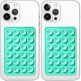 Anteel 2 Pack Silicone Suction Phone Case Mount, Non Slip Sticky Grip for Cellphone, Silicon Adhesive Suction Cup Mount, Strong Grip Holder for Selfies and Videos (Lake Green)