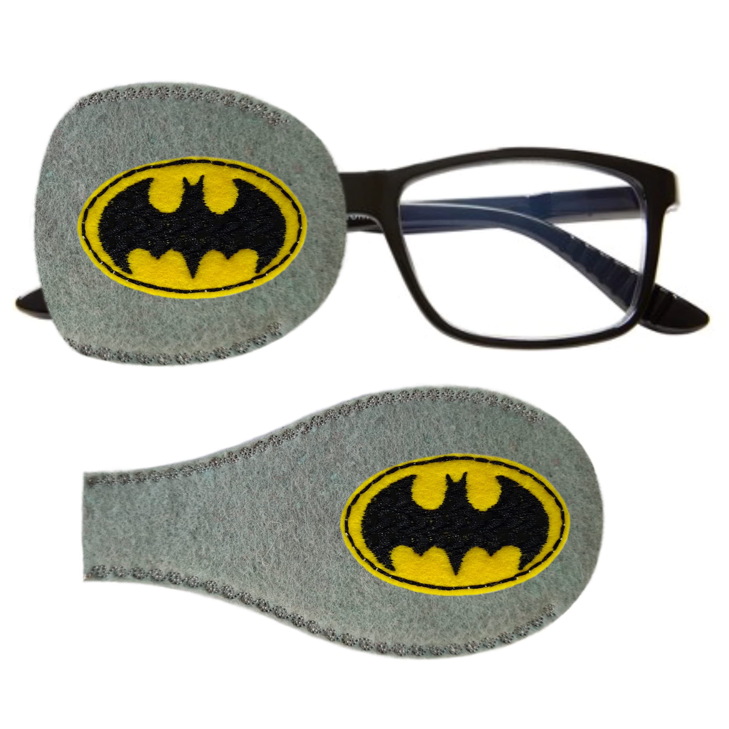 Kids and Adults Orthoptic Eye Patch For Amblyopia Lazy Eye Occlusion Therapy Treatment. Design #1 Bat on Grey (Right Side (eye to be covered))