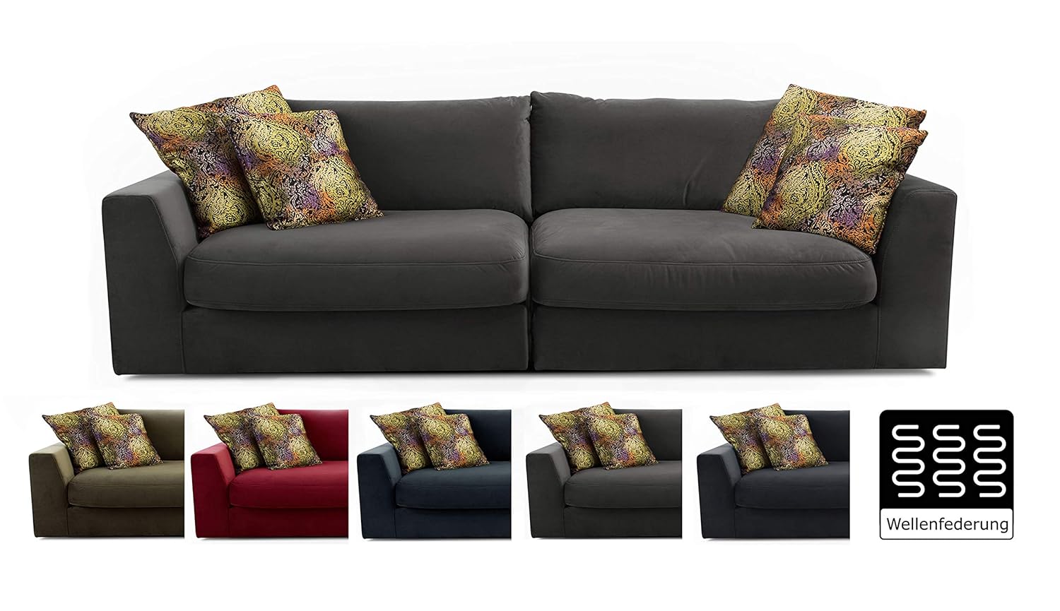CAVADORE Big Sofa "Fiona"/ XXLCouch mit tiefen Sitzflächen und weicher