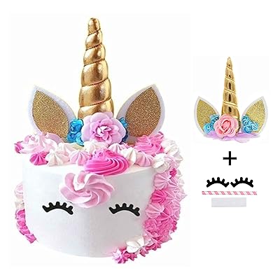 Sparkling Unicorn Cake Topper with Gold Horn, Tunisia Ubuy