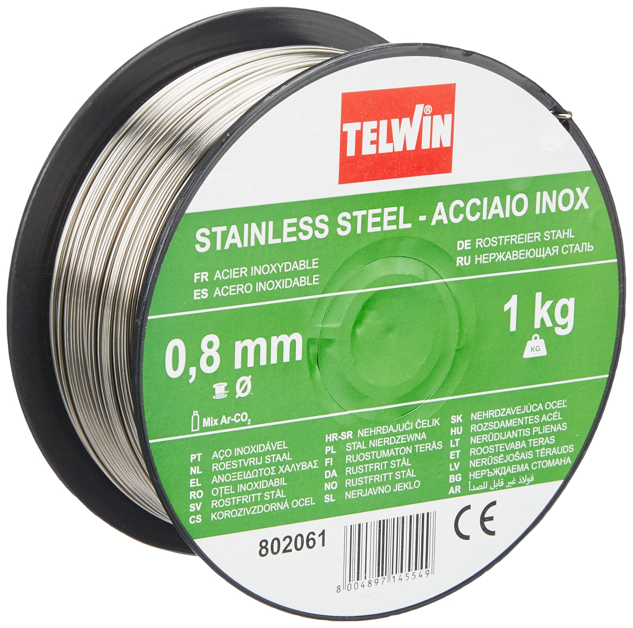 Telwin S.p.A. 802061 Stainless steel welding wire coil diameter 0.8 mm, 1 kg, grey