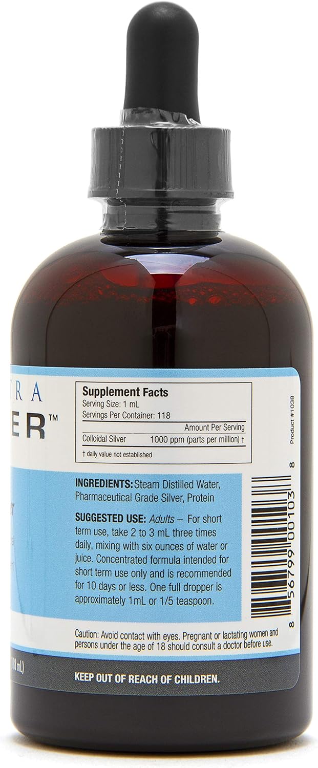Ultra Silver® Colloidal Silver | 1,000 PPM, 4 Oz (118mL) | Mineral Supplement | True Colloidal Silver - with Dropper: Health & Personal Care