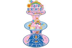 Rachell Teacher Birthday Party Decorations - 3 Tier Cartoon English Teachers Cupcake Stand Rachel Girls Rainbow ABC Dessert T