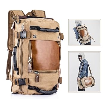 Overmont Vintage Herren Rucksack Laptoprucksack 14,1 Zoll Reiserucksack Daypack Multifunktionale Tasche für Reise Camping Wan