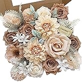 FACINOC Roses Artificial Flowers Nude Fake Flower for DIY Wedding Bouquet Bridal Baby Shower Decorations Party Table Centerpieces Cake Decorating Silk Floral Arrangement Home Decor Indoor Beige