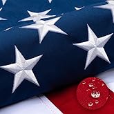 Deluxe Cotton American Flag 3x5 FT for Outside, Tear Resistant US Flags High Wind with Embroidered Stars, Sewn Stripes, the Best Indoor Outdoor Flags