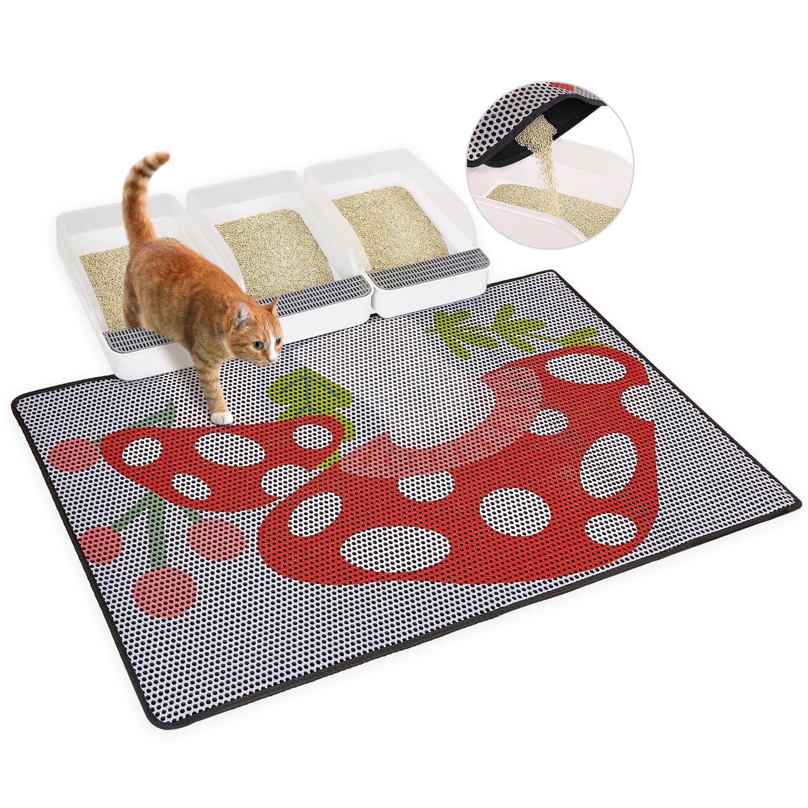 Photo 1 of Bienbee Cat ter Mat, 46"x27" Jumbo Cat Litter Trapping Mat, Double Layer Litter Mat with Non-Slip Rubber Bottom, Urine and Water Proof, Keeps Floors Clean Mushroom XL