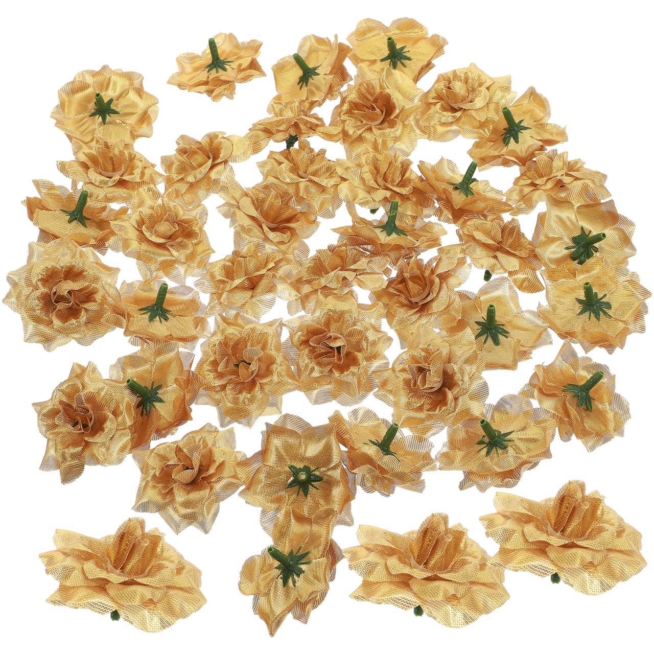 VORCOOL Artificial Rose Heads Fabric Roses Golden Decorative Flowers Pack of 50