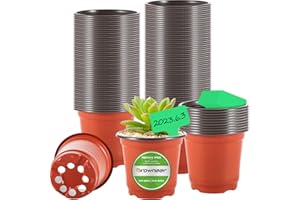 GROWNEER 120 Pcs 4 Inch Nursery Plant Pots for Plants with 15 Labels, Plastic Seed Starter Kit for Indoor & Outdoor Gardening, Seedling Transplant, and Flower Growing Planter