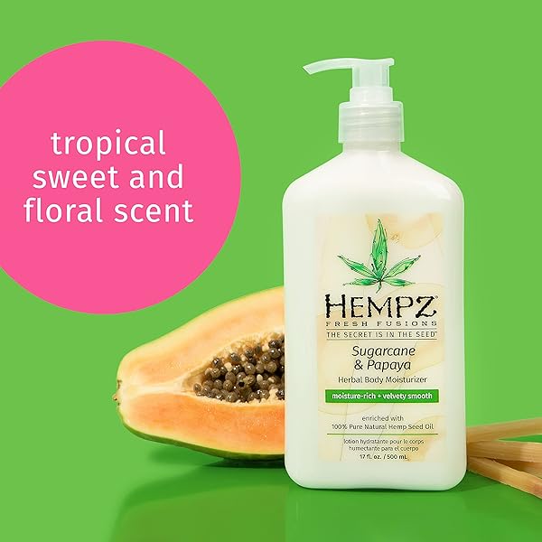 HEMPZ HERBAL BODY MOISTURIZER, SUGARCANE & PAPAYA, 17 OUNCE