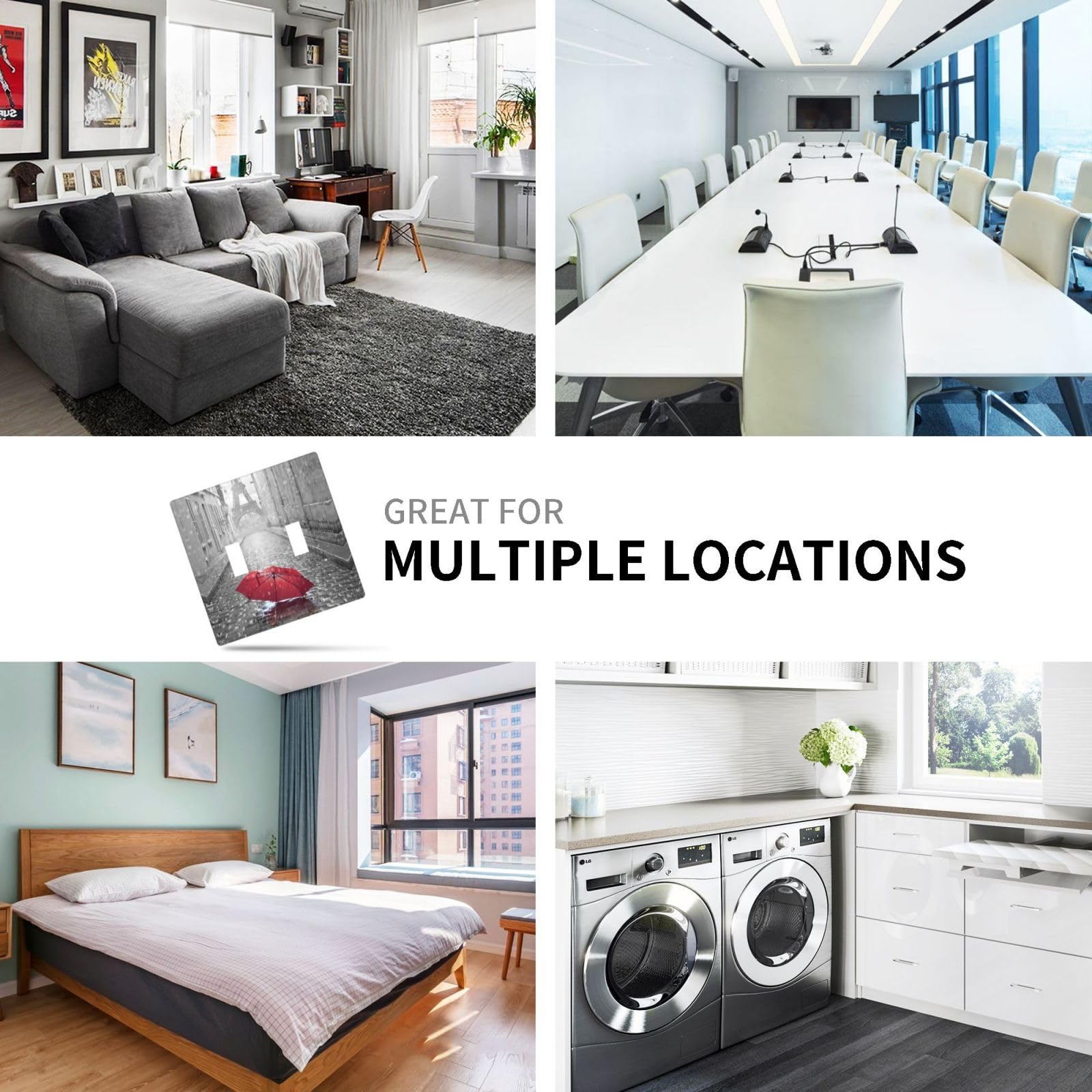 Red Umbrella Paris Tower Double Toggle Light Switch