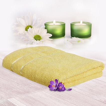 Story@Home 100% Cotton Soft Towel Single Piece, 450 GSM - 1 Full Size Bath Towel - Lemon Yellow