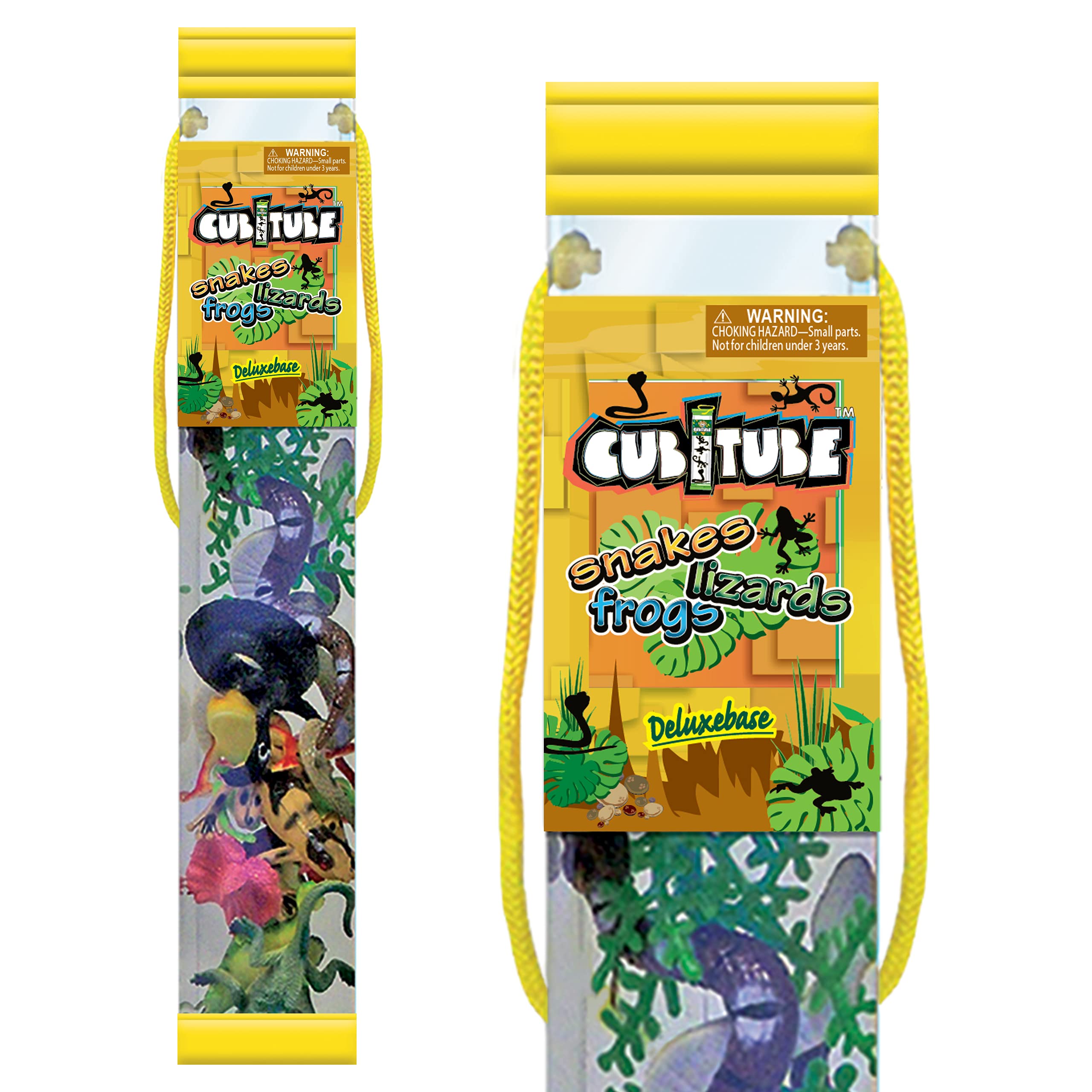 Cubitube - Snakes,Lizards & Frogs from Deluxebase. 10-Piece Jungle Toys Set,Mini Wild Creatures Figurines with Travel Tube for Small World Learning, Educational Animal Toy Playset for Kids,Ages 3+