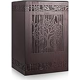 Abooxiu Cremation Urns for Human Ashes Adult Male Female, Wooden Tree of Life Medium Keepsake Urns for Ashes, Burial Funeral Memorial Decorative Urns for Men Women Pets Dog Urn- Up to 200 lbs