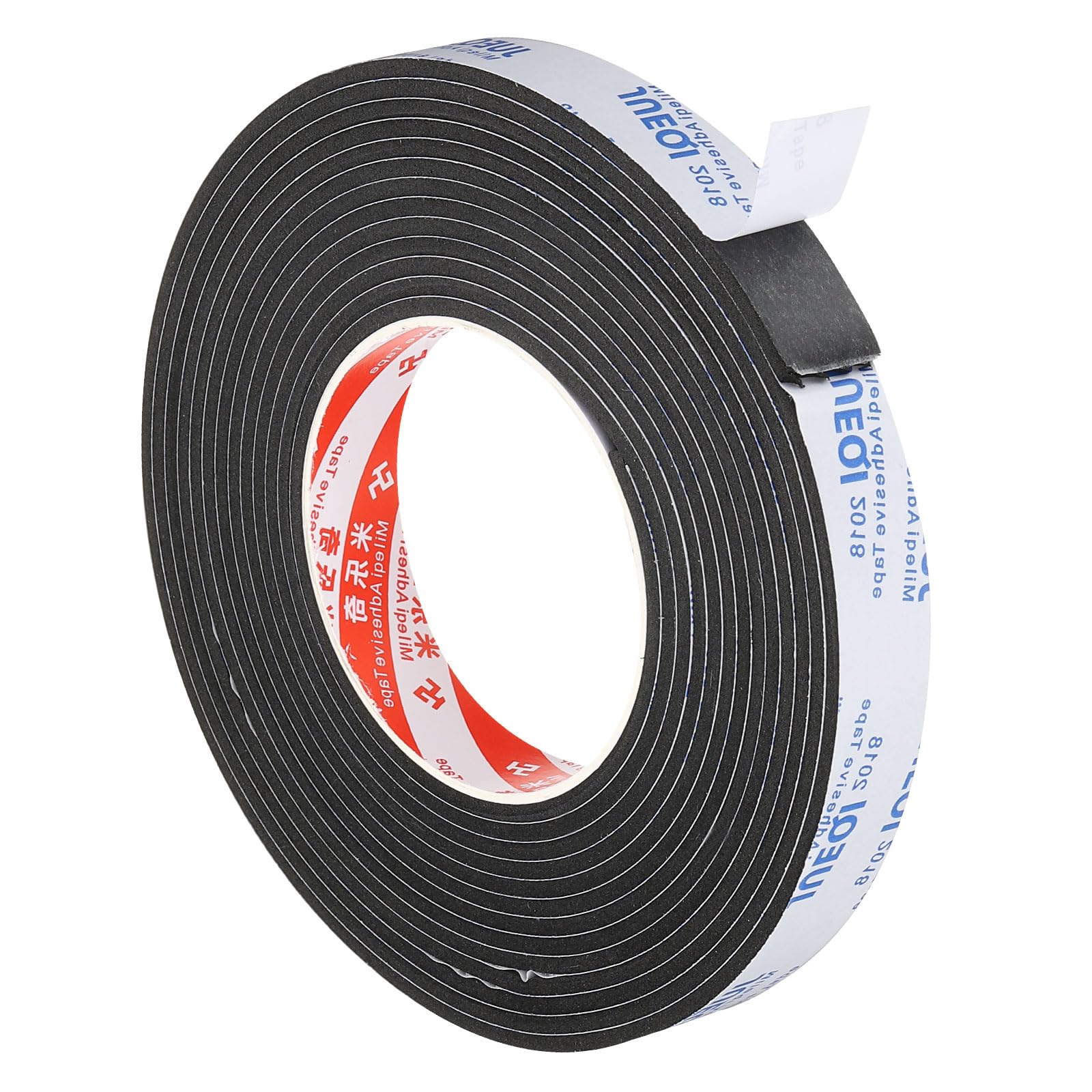 PATIKIL 5m/16.4ft Sealing Foam Tape, 20mm Wide 3mm Thick Single Sided Weather Stripping Door Furniture Seal Strip for Window Pipes Insulation, Black