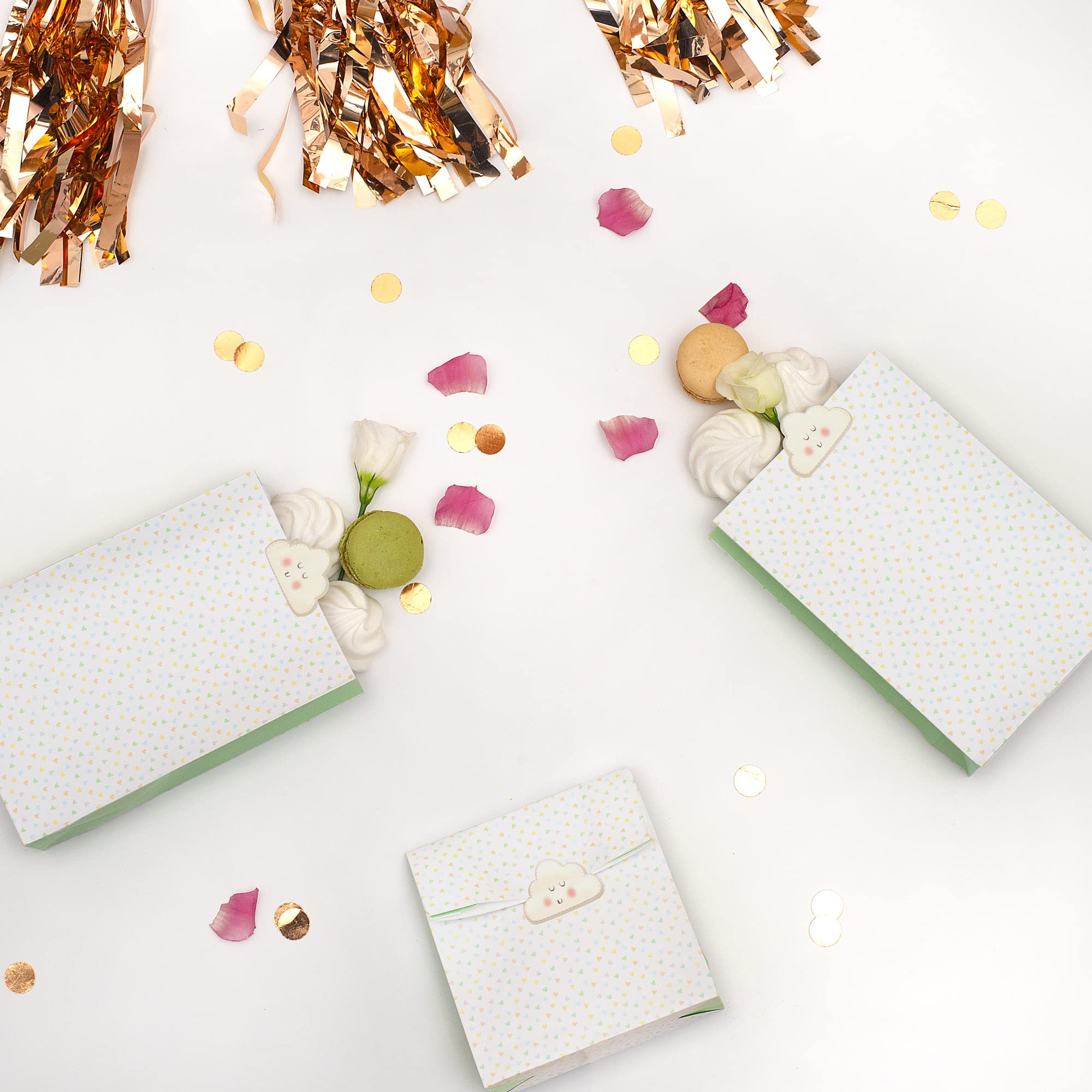 On The Wall Party Bags - Baby Shower, Baby 1st Birthday Pastel Heart Treat and Favour Bags (8 Pack)