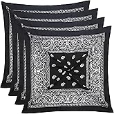 Mochabao 100% Cotton 27" x 27" Large Bandanas for Men & Women, Multi-Purpose Bandana Headbands, Square Head Scarf