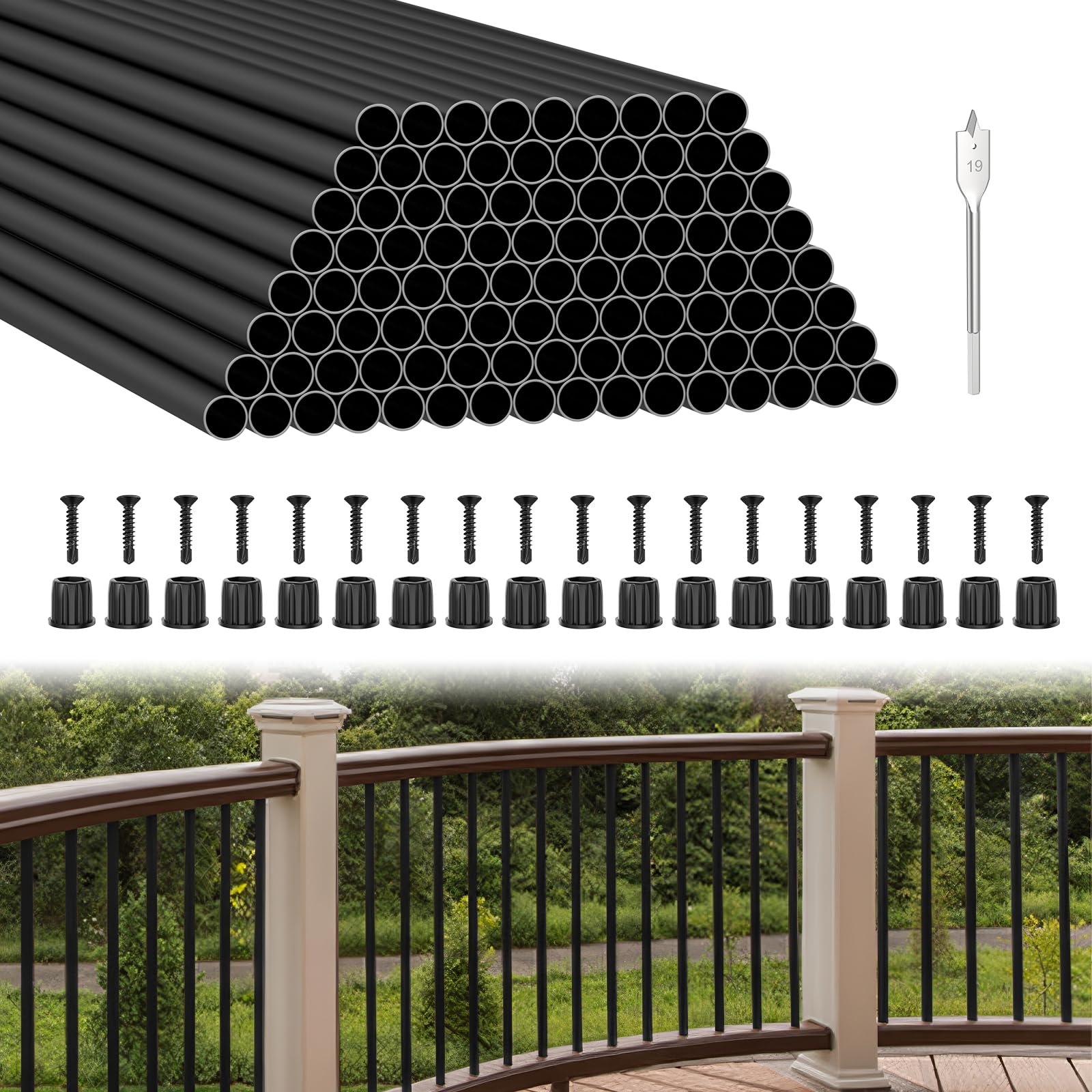 BLIKA 100 Pack 32" Aluminum Deck Balusters with