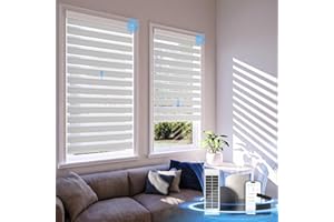 DONGFXK Motorized Zebra Blinds with Remote,Rechargeable Smart Electric Cordless Shade，White，38" W X 72" H