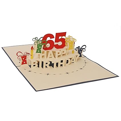 Favour Pop Up Biglietto Dauguri Per Compleanno Per I 65 Anni Unopera Darte In Filigrana Che Appare Quando Si Apre La Busta Di Colore Blu Su