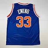 Facsimile Autographed Patrick Ewing New York Blue Reprint Laser Auto Basketball Jersey Size Men's XL