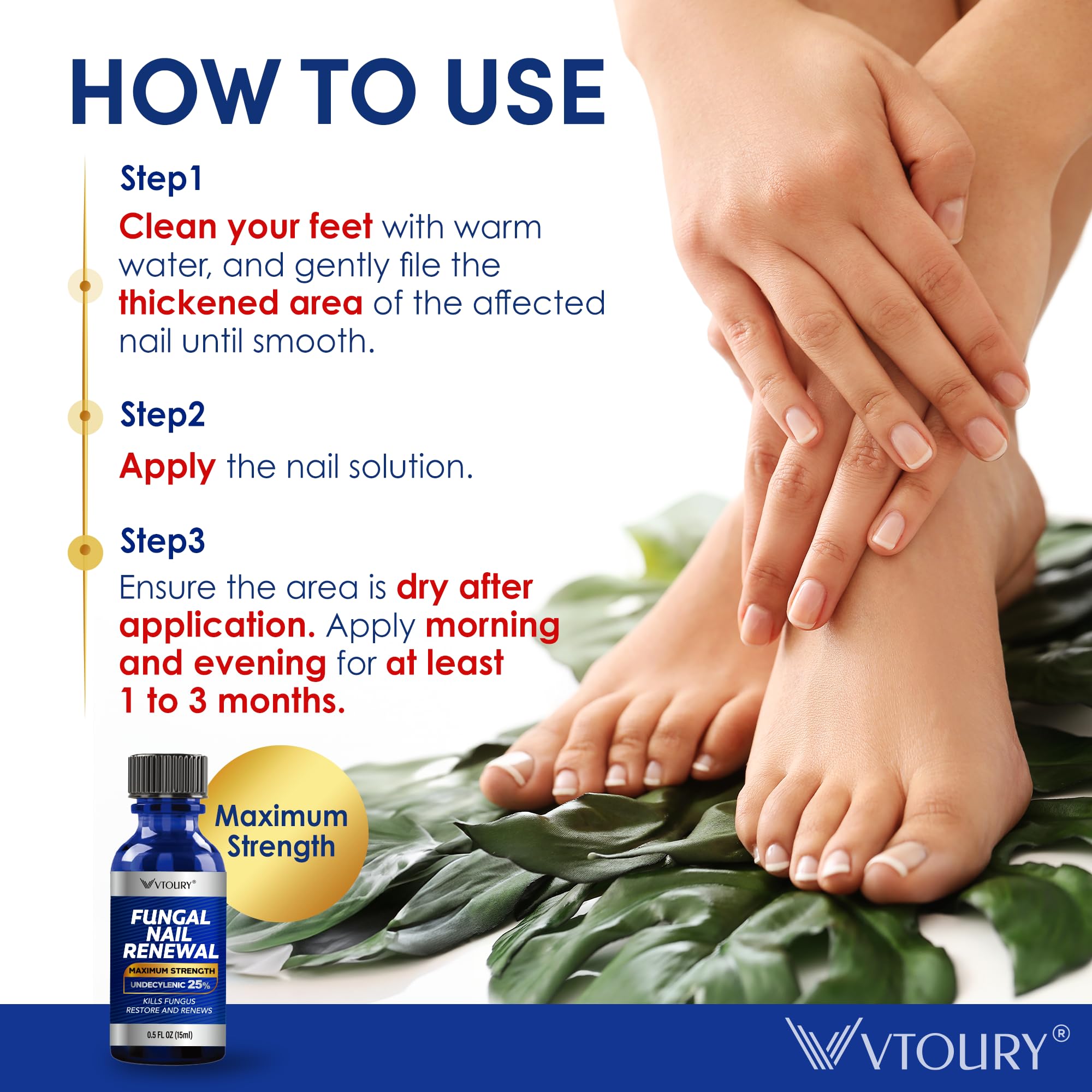 2 Bottle Toenail Fungus Treatment Extra Strength, 25% Undecylenic Acid, Tea Tree Oil, Toe Nail Fungus Treatments, Toe Fungus Treatment for Toenail - Image 6